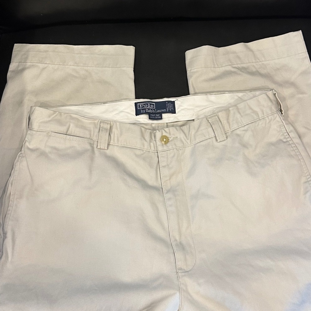 Vintage Polo Ralph Lauren Philip Pants 36x30 Khaki Tan Classic Chino Cotton Mens